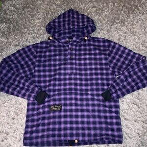 Purple maze Vermont flannel company baha hooded flannel pull over XS
